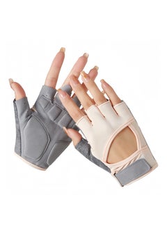 Lee Yon Gym Hand Gloves with Anti-skid and Wear-resistant, Comfortable Exercise Gloves and Breathable Gym Gloves Weight Lifting Gloves, M size, Pink/Grey  - Image 1