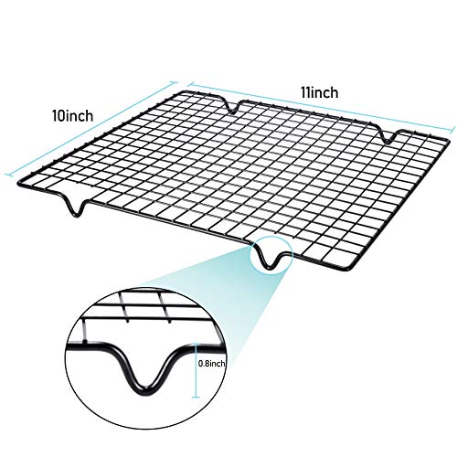 Lamoutor 2Pcs Metal Kitchen Baking Cooling Rack Square Wire Cooling Rack for Cake and Meat 10 x 11 inches (Black) - Image 2