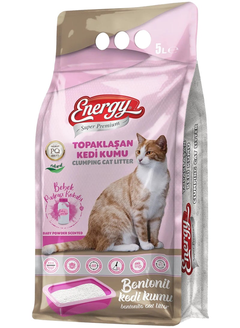 Energy - Energy Super Premium Baby Powder Scented Bentonite Cat Litter Bag - 5Liters - Image 1