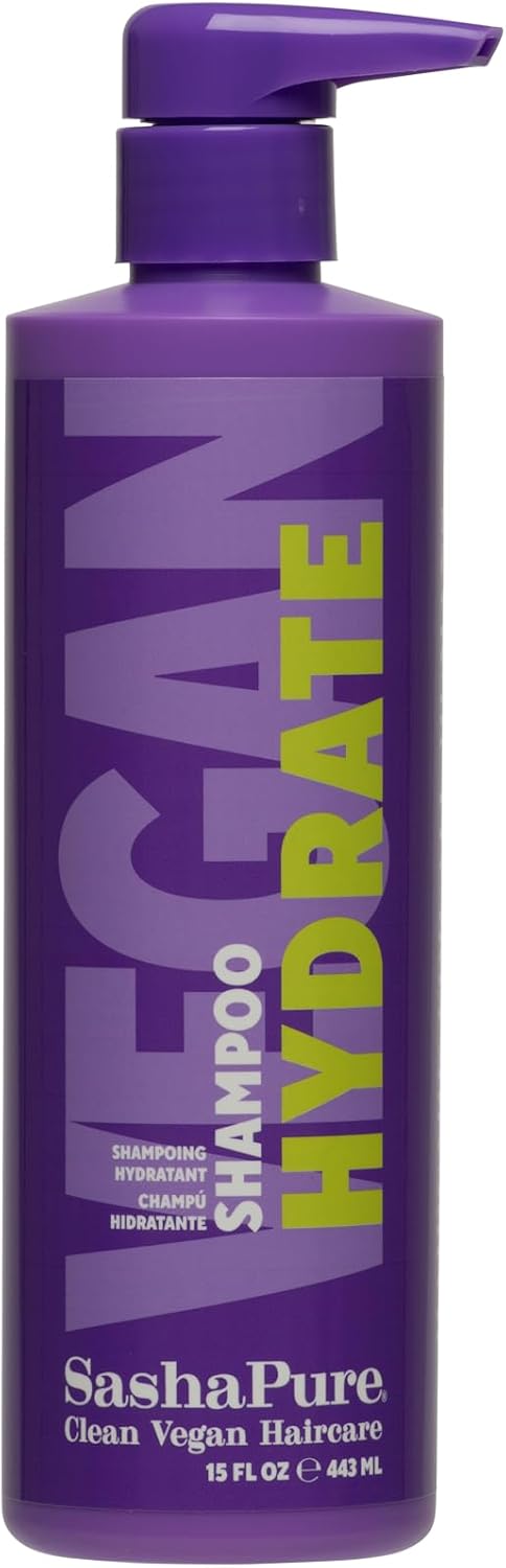 SashaPure Hydrate Shampoo with Sacha Inchi Oil Moisturising Shampoo for Damaged Hair Boosts Shine and Softness for Easy to Manage Hair AntiFrizz and Sulfate Free with Moroccan Argan Oil 443ml