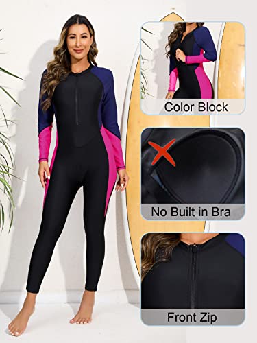 Halcurt Women's Full Coverage Swimsuit One Piece Rash Guard Athletic Long Leg Bathing Suit Black L - Image 4