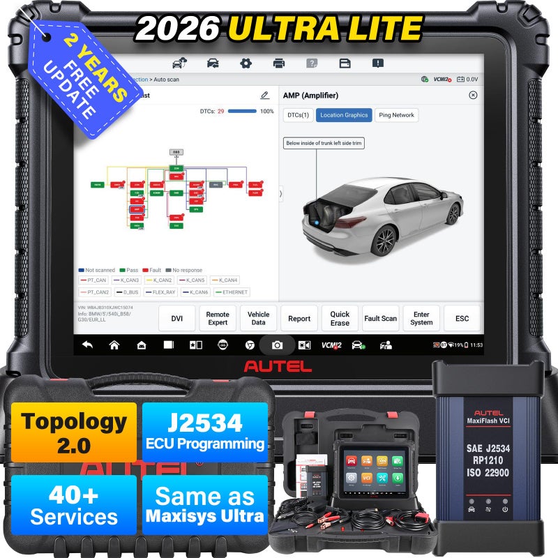 Autel MaxiCOM Ultra Lite Intelligent Scanner 2 Years Free Update 2026 Ultra Lite Up of Elite II Pro MS909 MS919 Same as MaxiSys Ultra Motor TruSpeed Repair Topology 20 40 Services DOIP CANFD - Image 3