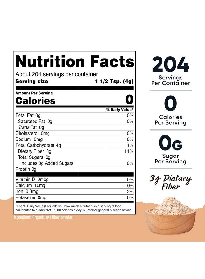 Nutricost ألياف الشوفان العضوية من نوتريكوست (1.8 باوند) شوفان مطحون بالحجر - 3 جرام من الألياف الغذائية، عضوي من وزارة الزراعة الأمريكية - Image 2