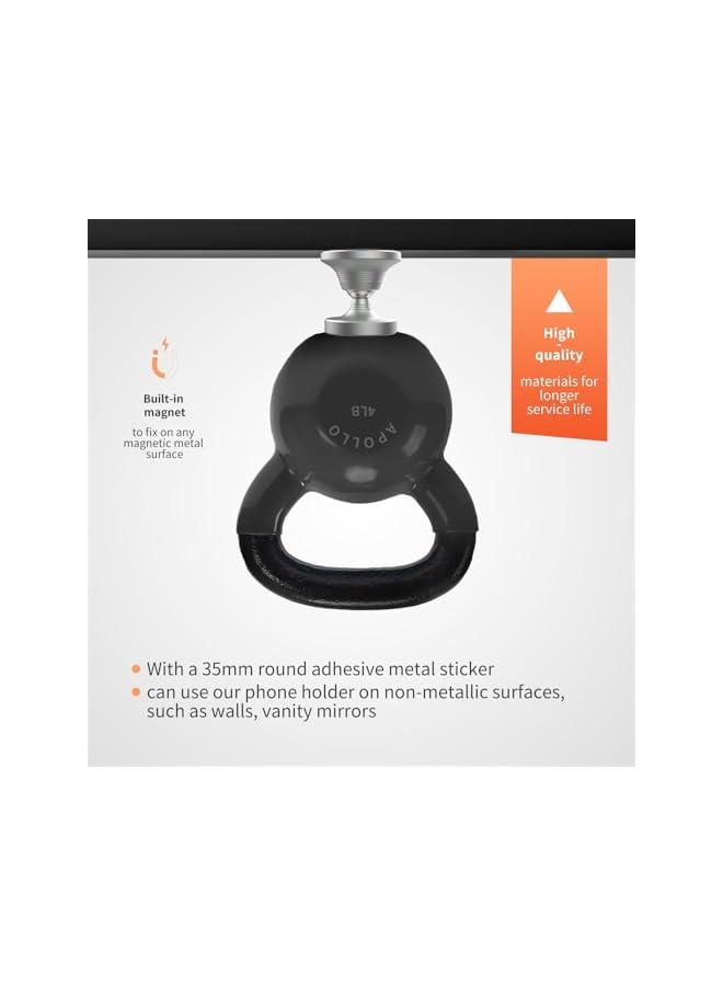 S-TOP Dual Magnetic Phone Holder, Strong Magnet Mount & 360° Adjustable, Universal Fit for All Phones, Ideal for Gym, Car, Comes with Magnetic Ring for Non-Magnetic Mobile Phones - Image 2