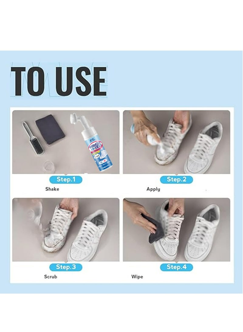 2 جهاز كمبيوتر شخصي رغوة نظافة الأحذية البيضاء ، رغوة النشط السطحي يزيل البقع بسرعة ، رغوة رذاذ تنظيف الأحذية الرياضية ، تبييض قماش الأحذية الرياضية ، تبييض وأصفر حواف الأحذية - Image 4