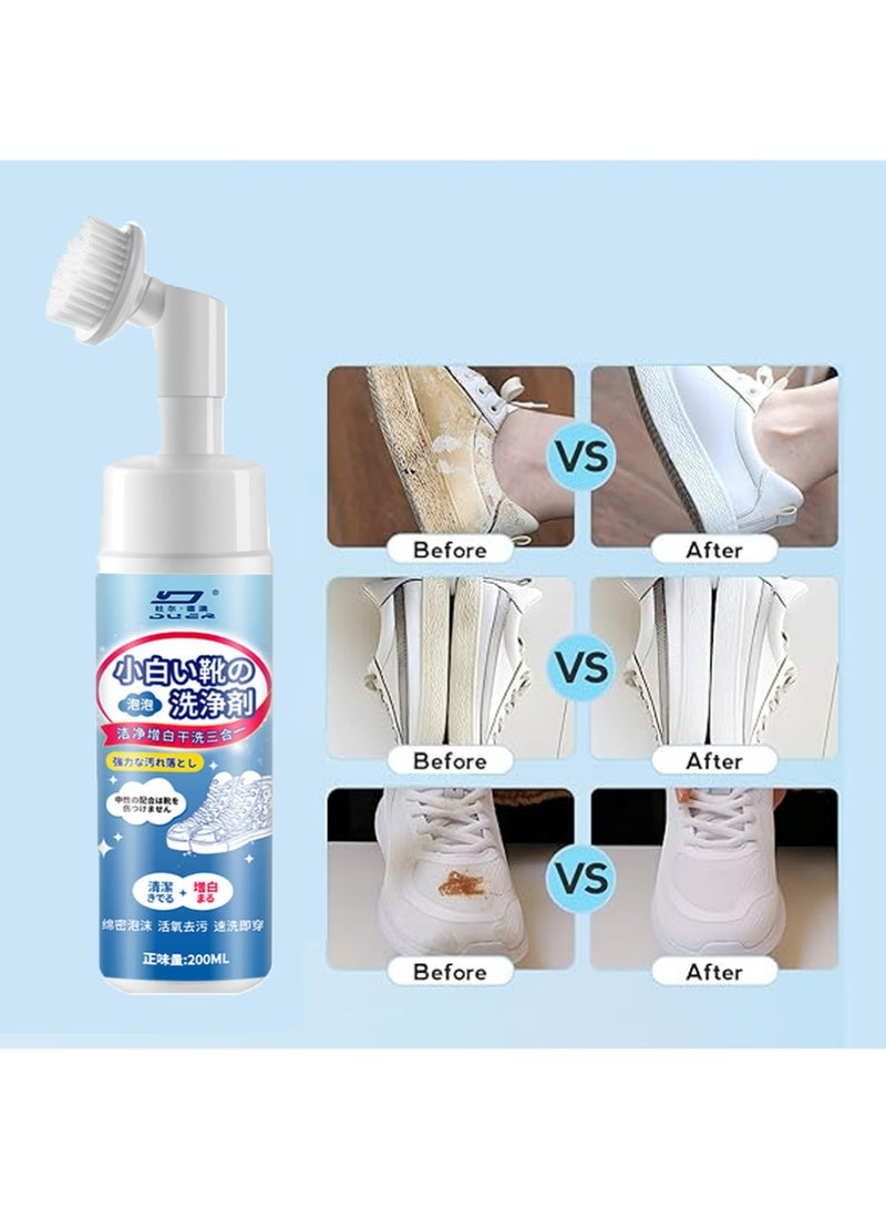 2 جهاز كمبيوتر شخصي رغوة نظافة الأحذية البيضاء ، رغوة النشط السطحي يزيل البقع بسرعة ، رغوة رذاذ تنظيف الأحذية الرياضية ، تبييض قماش الأحذية الرياضية ، تبييض وأصفر حواف الأحذية - Image 2