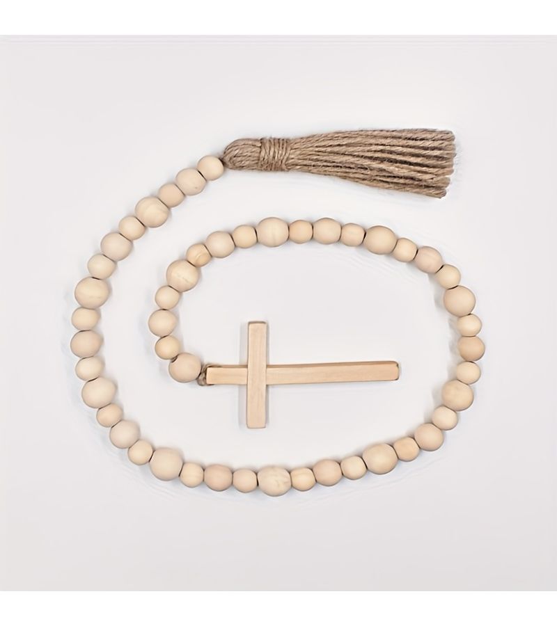 Handcrafted Wooden Cross L075 Tassel Hanging Decoration for Home Window Holiday - Image 4