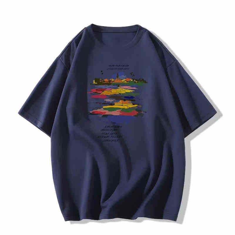 Chubby Girl Shoulder Oversize Short-Sleeved T-Shirt For Men And Women Summer Grey Design Sense Niche American Loose Half-Sleeved Top - Image 1
