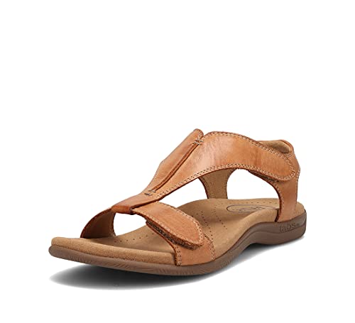 Taos The Show Premium Leather Women's Sandal - Experience Everyday Style, Comfort, Arch Support, Cooling Gel Padding and an Adjustable Fit for Exceptional Walking Comfort Caramel 10 (M) US - Image 1