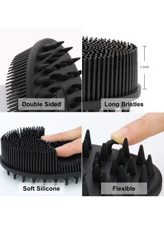 RTYY Upgrade 2 in 1 Bath and Shampoo Body Brush, Silicone Exfoliating Body Scrubber for Use in Shower, Premium Silicone Loofah, Head Scrubber, Scalp Massager, Easy to Clean (1PC Black)  - Image 2