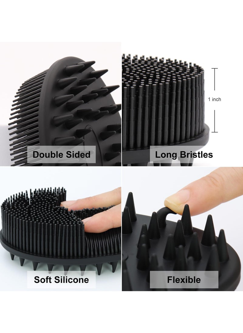 RTYY Upgrade 2 in 1 Bath and Shampoo Body Brush, Silicone Exfoliating Body Scrubber for Use in Shower, Premium Silicone Loofah, Head Scrubber, Scalp Massager, Easy to Clean (1PC Black)  - Image 2