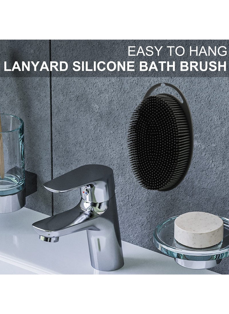 RTYY Upgrade 2 in 1 Bath and Shampoo Body Brush, Silicone Exfoliating Body Scrubber for Use in Shower, Premium Silicone Loofah, Head Scrubber, Scalp Massager, Easy to Clean (1PC Black)  - Image 5