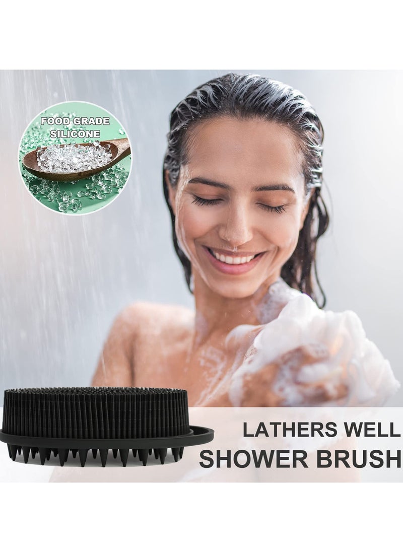 RTYY Upgrade 2 in 1 Bath and Shampoo Body Brush, Silicone Exfoliating Body Scrubber for Use in Shower, Premium Silicone Loofah, Head Scrubber, Scalp Massager, Easy to Clean (1PC Black)  - Image 3