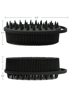 RTYY Upgrade 2 in 1 Bath and Shampoo Body Brush, Silicone Exfoliating Body Scrubber for Use in Shower, Premium Silicone Loofah, Head Scrubber, Scalp Massager, Easy to Clean (1PC Black)  - Image 4
