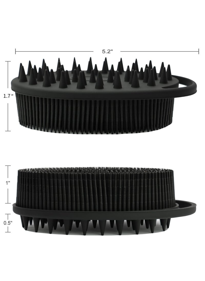 RTYY Upgrade 2 in 1 Bath and Shampoo Body Brush, Silicone Exfoliating Body Scrubber for Use in Shower, Premium Silicone Loofah, Head Scrubber, Scalp Massager, Easy to Clean (1PC Black)  - Image 4
