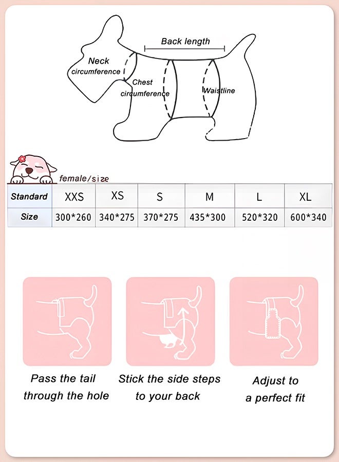 كويفلوكس حفاضات الحيوانات الأليفة للاستخدام مرة واحدة، حفاضات قابلة للتنفس للكلاب الإناث، حفاضات الكلاب فائقة الامتصاص من القماش الناعم، حفاضات للكلاب الإناث، حفاضات مناسبة لتدريب الكلاب على الشبق والتبول المثير وسلس البول، تحتوي على 10 قطع من حفاضات الكلاب الإناث S - Image 2