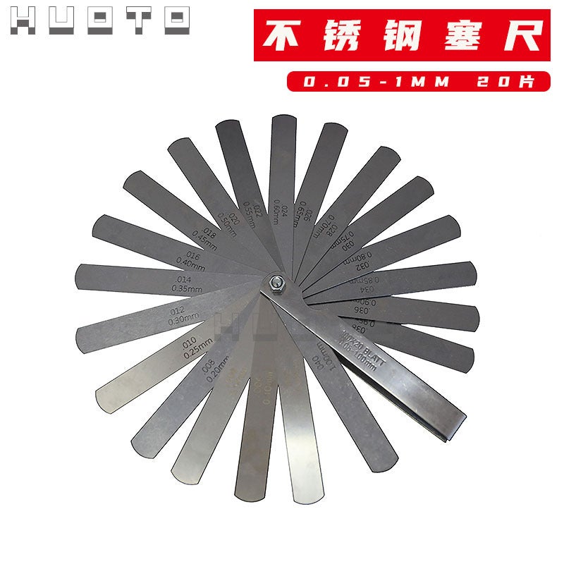HUOTO Stainless Steel Feeler Gauge 100mm*20 0.05-1mm Thickness Measure 0.05-1mm feeler gauge 20 pieces 20BL 