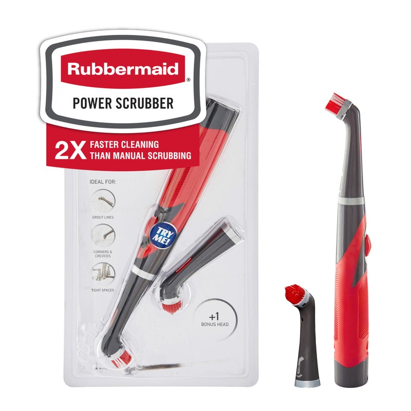 فرشاة تنظيف كهربائية قابلة لإعادة الشحن من Rubbermaid مع رأس متعدد الاستخدامات لتنظيف الجص مقاومة للماء للاستخدام في المنزل والمطبخ والحمام والجص والبلاط والدش وحوض الاستحمام