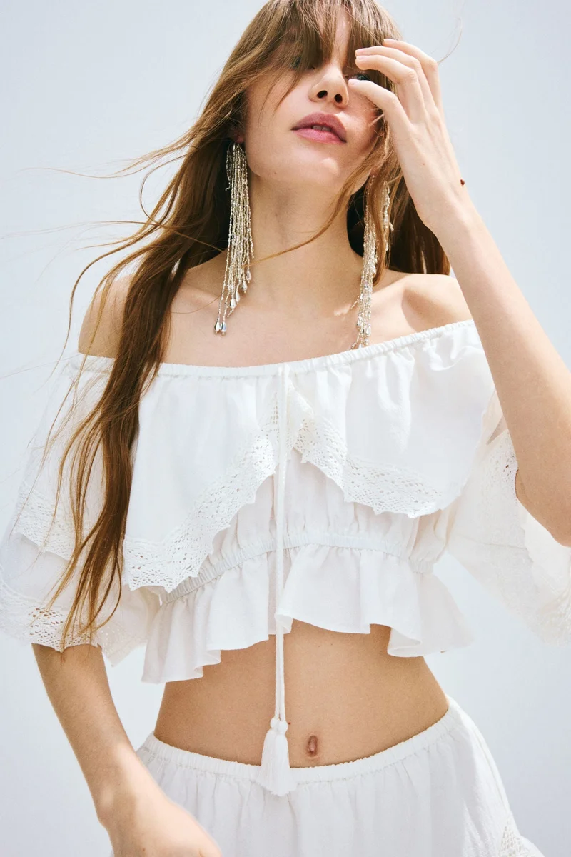 H&M Broderie anglaise-detail blouse