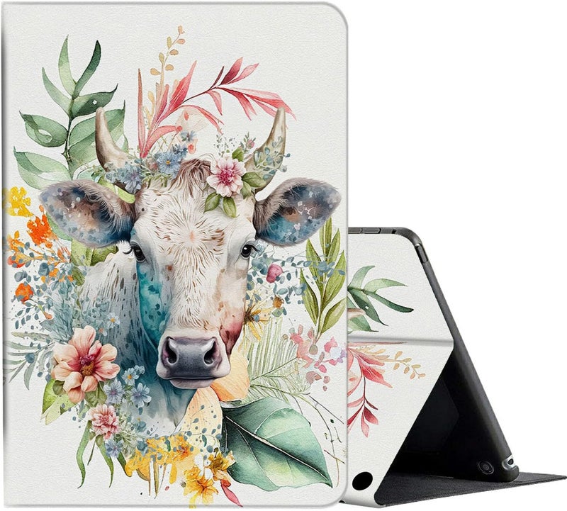 FUYOCWE for Fire HD 10 Case 2021,Fire HD 10 Plus Tablet Case (11th Generation, 2021 Release), Multi-Angle Slim Stand Smart Cover Cases for New Amazon Kindle Fire HD 10 10.1"-Floral Cow Animal - Image 1