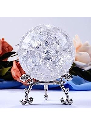 MKSL MKSL Ice Cracked Crystal Glass Fountain Ball Crystal Glass Ball for Home Decoration Indoor Water Spinning Crystal Glass Ball for HomeOffice Decoration Clear Pack of 1 5 cm  - Image 3