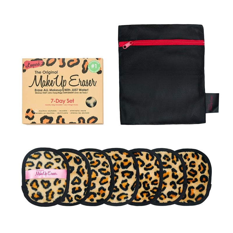 MakeUp Eraser, 7-Day Set, Erase All Makeup With Just Water, Including Waterproof Mascara, Eyeliner, Foundation, Lipstick, Sunscreen, and More Leopard, 7ct - Image 1