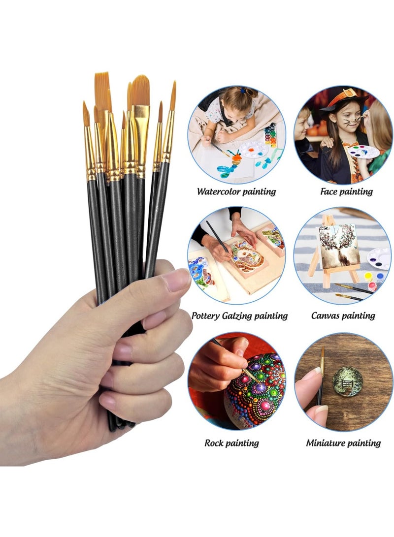 Paint Brushes Palettes Set , 2 Packs/20pcs Round Pointed Tip Nylon Hair Brushes with 5 Paint Trays for Acrylic Watercolor Oil Gouache Tempera and Body Painting (Black) - Image 3