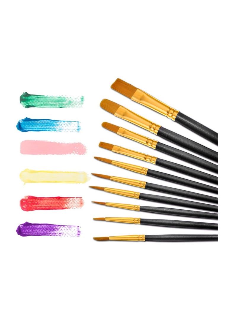 Paint Brushes Palettes Set , 2 Packs/20pcs Round Pointed Tip Nylon Hair Brushes with 5 Paint Trays for Acrylic Watercolor Oil Gouache Tempera and Body Painting (Black) - Image 5
