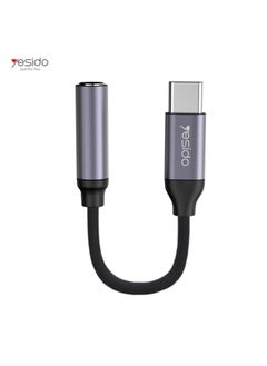 Yesido YAU19 Aluminum Alloy USB Type-C to 3.5mm AUX Audio Adapter Cable, Durable Nylon Braided, High-Quality Sound, Compatible with Phones & Devices
