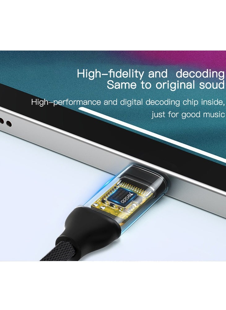 Yesido - Yesido YAU19 Aluminum Alloy USB Type-C to 3.5mm AUX Audio Adapter Cable, Durable Nylon Braided, High-Quality Sound, Compatible with Phones & Devices - Image 1