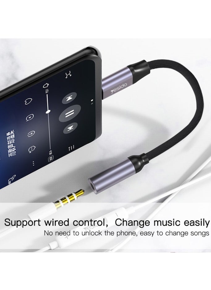 Yesido - Yesido YAU19 Aluminum Alloy USB Type-C to 3.5mm AUX Audio Adapter Cable, Durable Nylon Braided, High-Quality Sound, Compatible with Phones & Devices - Image 1