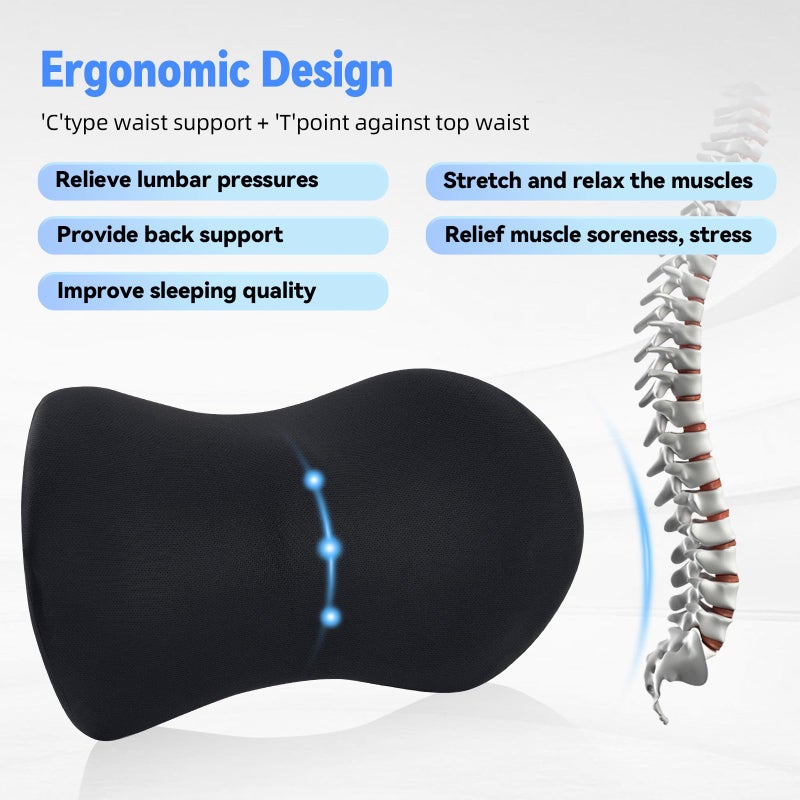 Memory Foam Lumbar Support Pillow for Office Chair, Car Seat, and Travel, Breathable Ergonomic Back Pillow with 4D Mesh Cover - Image 3