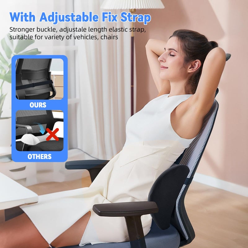 Memory Foam Lumbar Support Pillow for Office Chair, Car Seat, and Travel, Breathable Ergonomic Back Pillow with 4D Mesh Cover - Image 4