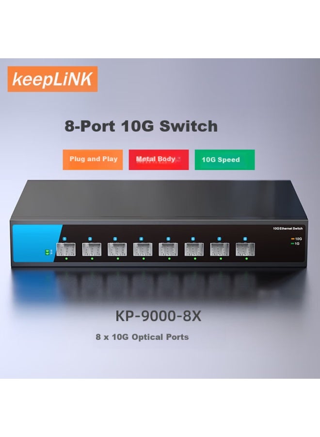 Keeplink Kp-9000-8x-ac 8-port 10g Optical Switch High-speed Unmanaged Home Enterprise Internet Cafe Surveillance Network Splitter - Image 1