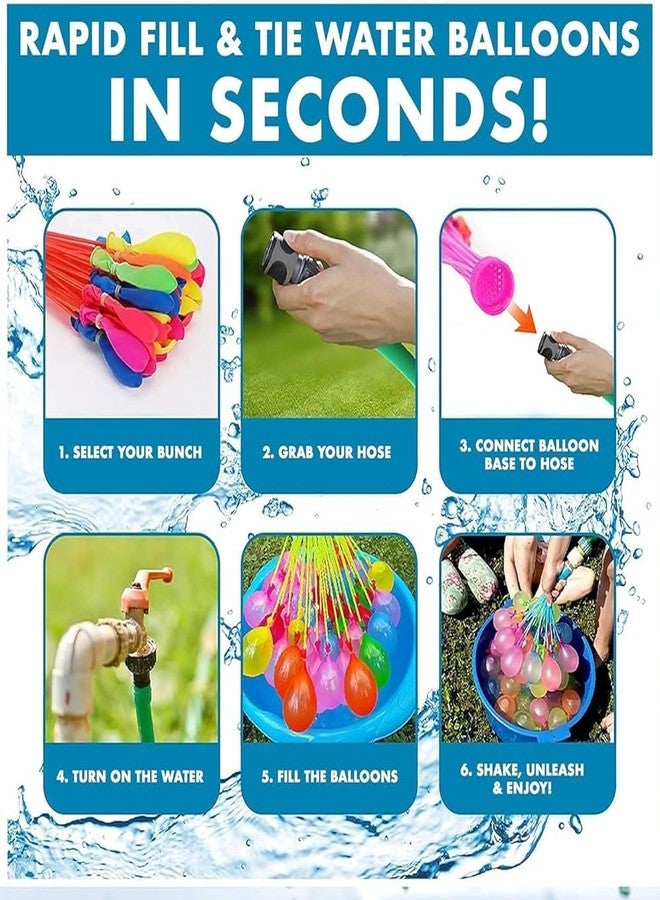 XANTHIC Water Balloons for Kids, Set of 3 Bunch - 111 Balloons, Quick Fill Easy Tie with Universal Tap Adapter, Holi Magic Water Balloons Fight - Image 4