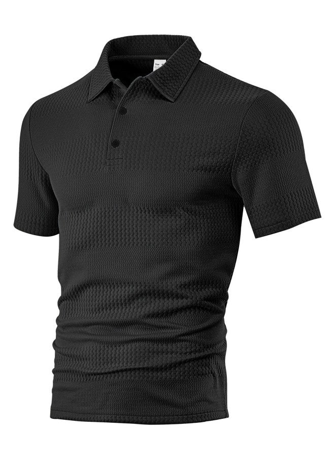 Men's Clothing New Summer Loose Casual Lapel Jacquard Men's Short-sleeve T-shirt