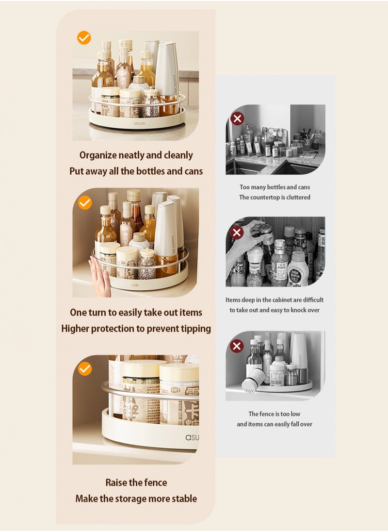 LOOPITYS Kitchen storage rack, household seasoning rotating storage rack, stainless steelSpice Rack,Spice Organizer Cabinet,360° Rotate Counter Storage Rack,transparent Kitchen Organizer Turntable Design Spice Storage,Modern Spice Rack Fruit dish  - Image 3