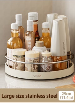 LOOPITYS Kitchen storage rack, household seasoning rotating storage rack, stainless steelSpice Rack,Spice Organizer Cabinet,360° Rotate Counter Storage Rack,transparent Kitchen Organizer Turntable Design Spice Storage,Modern Spice Rack Fruit dish  - Image 2