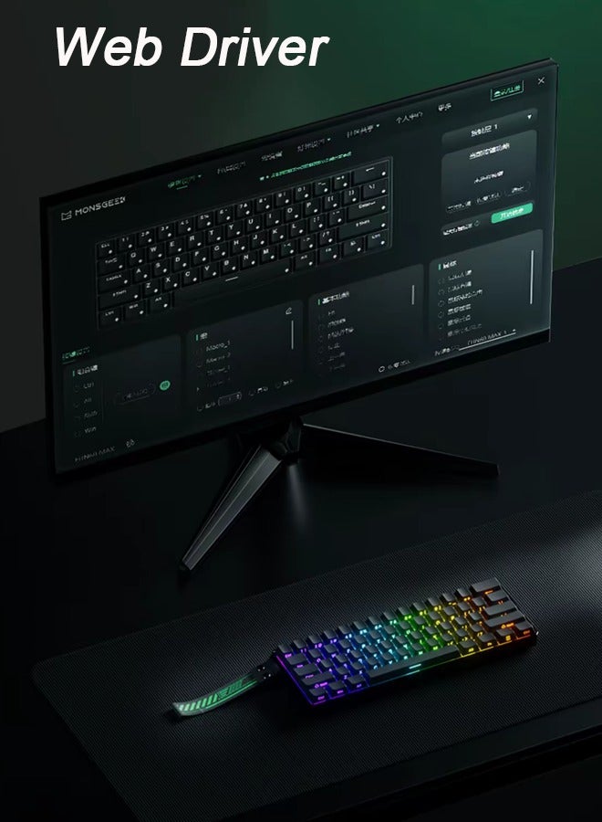 Akko MonsGeek  Gaming Keyboard FUN60 PRO 0.01mm  8K HE/TMR Quick Trigger Gaming Keyboard Magnetic Switches Custom Keyboard 60% Black - Image 3