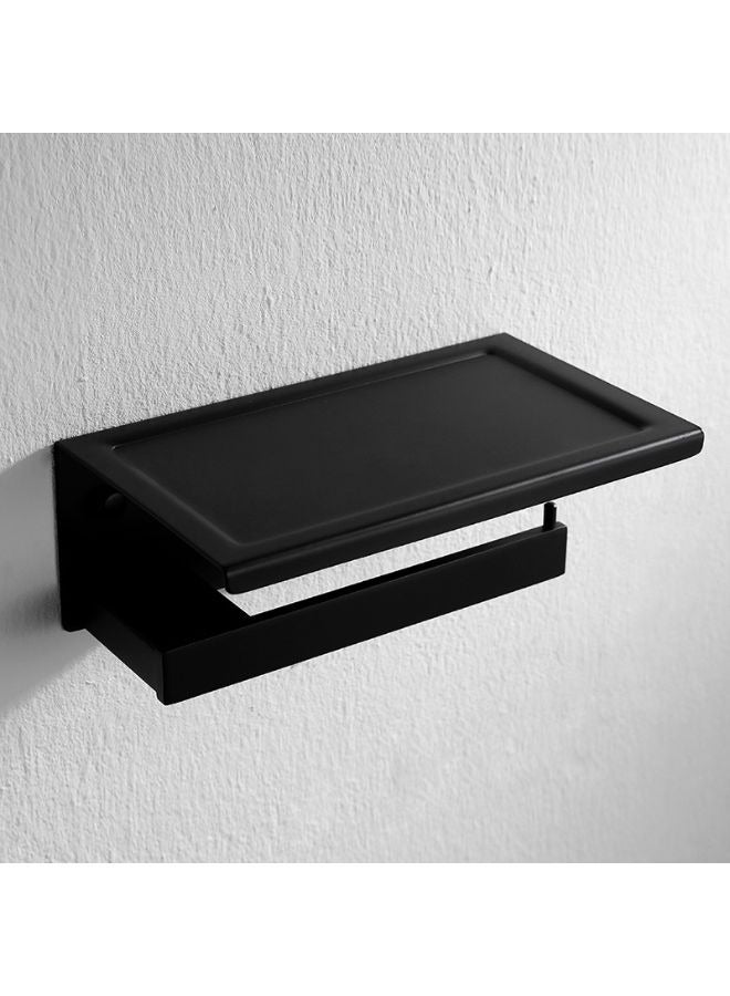 Wall Mounted Matte Black SUS304 Toilet Paper Holder With Modern Shelf - Image 1