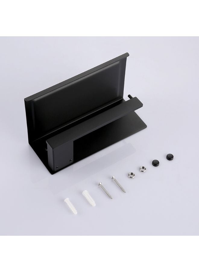 Wall Mounted Matte Black SUS304 Toilet Paper Holder With Modern Shelf - Image 2