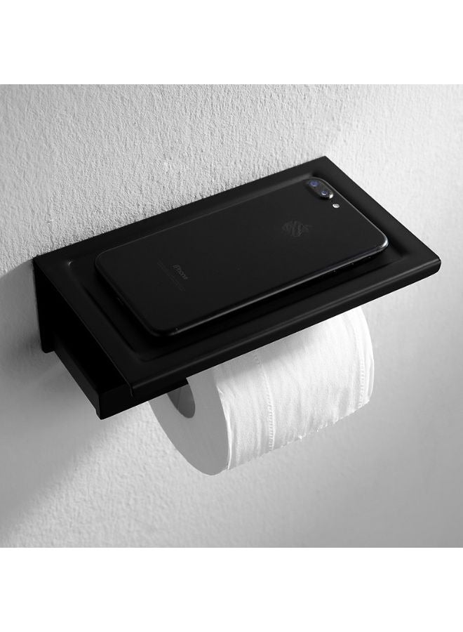 Wall Mounted Matte Black SUS304 Toilet Paper Holder With Modern Shelf - Image 4