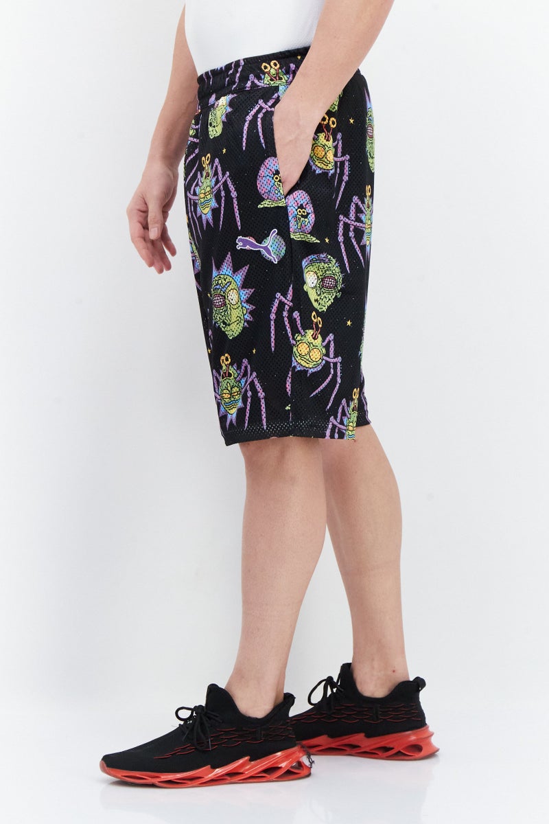 PUMA Men Rick And Morty Basketball Shorts, Black Combo - Image 4