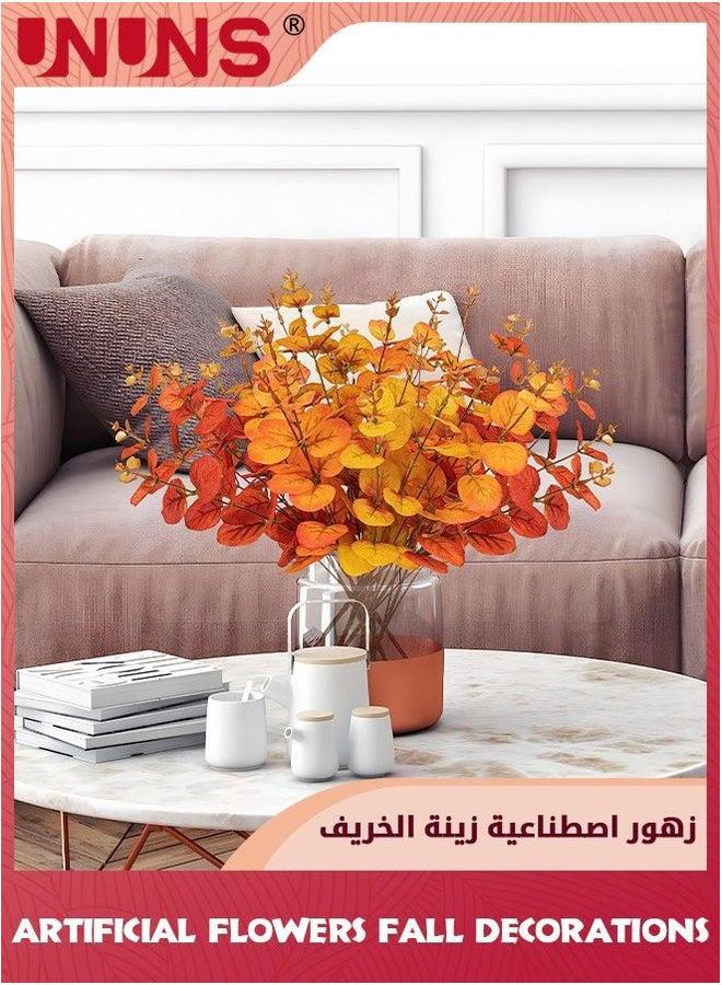 يو إن يو إن أس Artificial Flowers Fall Decoration,6 Branches Eucalyptus Stems Leaves,Autumn Leaf Branches,Artificial Plants Decorations,Fake Home Floral For Thanksgiving Festival Autumn Decor - Image 4