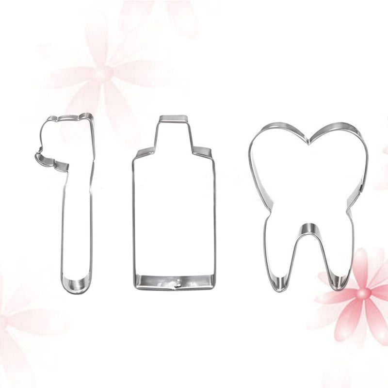 6 pcs Stainless Steel Cookie Cutters DIY Toothbrush Toothpaste Tooth Shape Molds Biscuits Baking Mold - Image 1