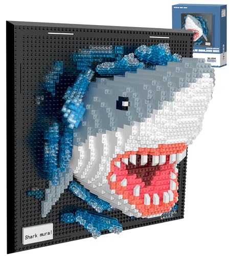 Loyratche Shark Animal 3D Wall Art Micro Mini Building Blocks Set Unique Home Wall Decor or Table Display Ideal Birthday Toy for Adults - Image 1