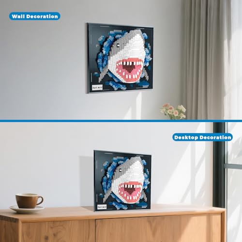 Loyratche Shark Animal 3D Wall Art Micro Mini Building Blocks Set Unique Home Wall Decor or Table Display Ideal Birthday Toy for Adults - Image 5