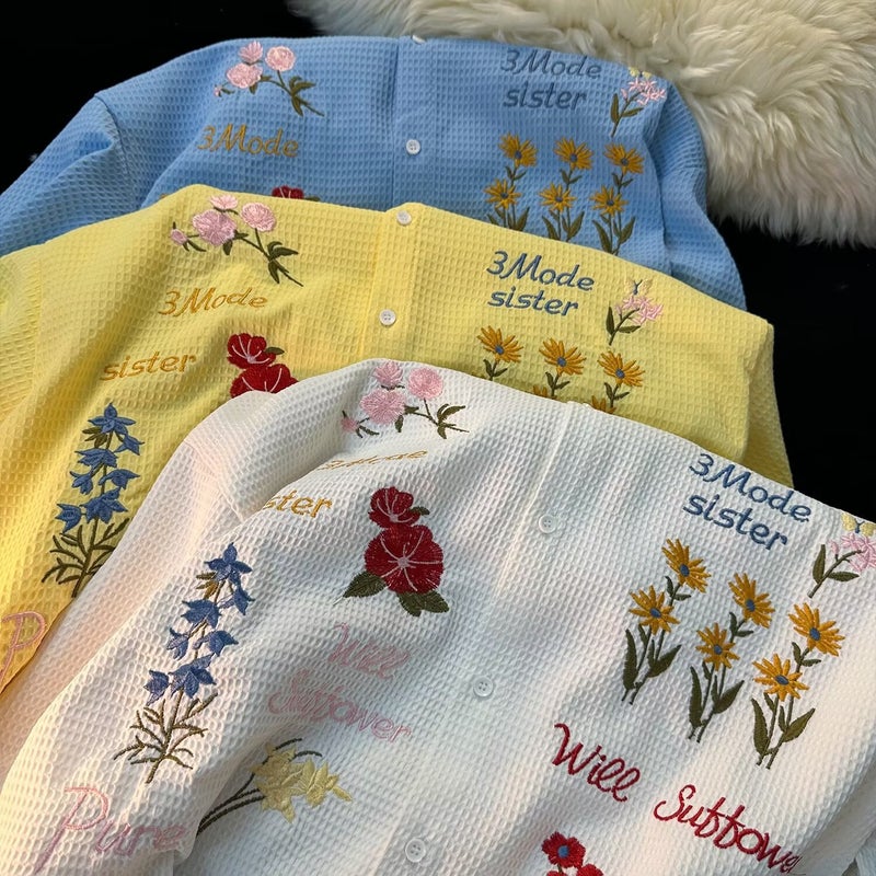 Japanese Style Fresh Style Men'S And Women'S Half Sleeve Lapel Niche Design Shirt Colorful Flower Youth Popular - Image 3