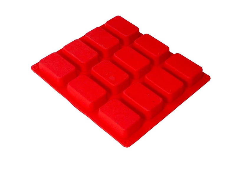 Clazkit 12 Cavities Rectangle Shaped Silicone Soap Mould Chocolate Moulds,Silicone Candy Mould Moulds for Muffin/Pudding,5.3 x 7.3 x 2.7 Centimeters - Image 3