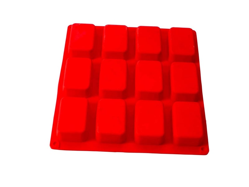 Clazkit 12 Cavities Rectangle Shaped Silicone Soap Mould Chocolate Moulds,Silicone Candy Mould Moulds for Muffin/Pudding,5.3 x 7.3 x 2.7 Centimeters - Image 2